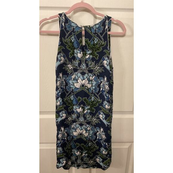 Massimo Dutti Navy Blue Botanical Floral Scoop Neck Shift Dress, 4 - Picture 11 of 12